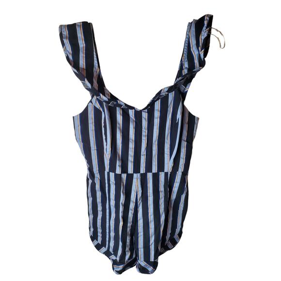Wayf Revolve Black Nacy White Striped Romper, Medium - Picture 1 of 6